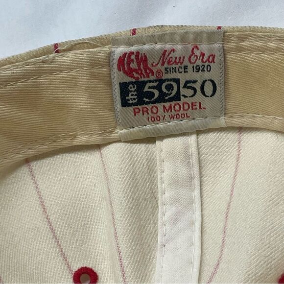 VTG Authentic Diamond New Era 5950 Pro Model 100% Wool Red’s Baseball Cap Size 7 - Picture 5 of 10
